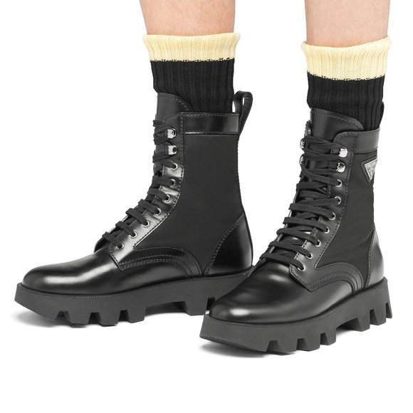 PRADA mens combat boots Black leather and nylon size IT 5.5 (size US 7) - Picture 2 of 10